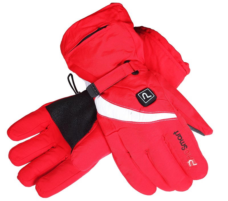 heated gloves red